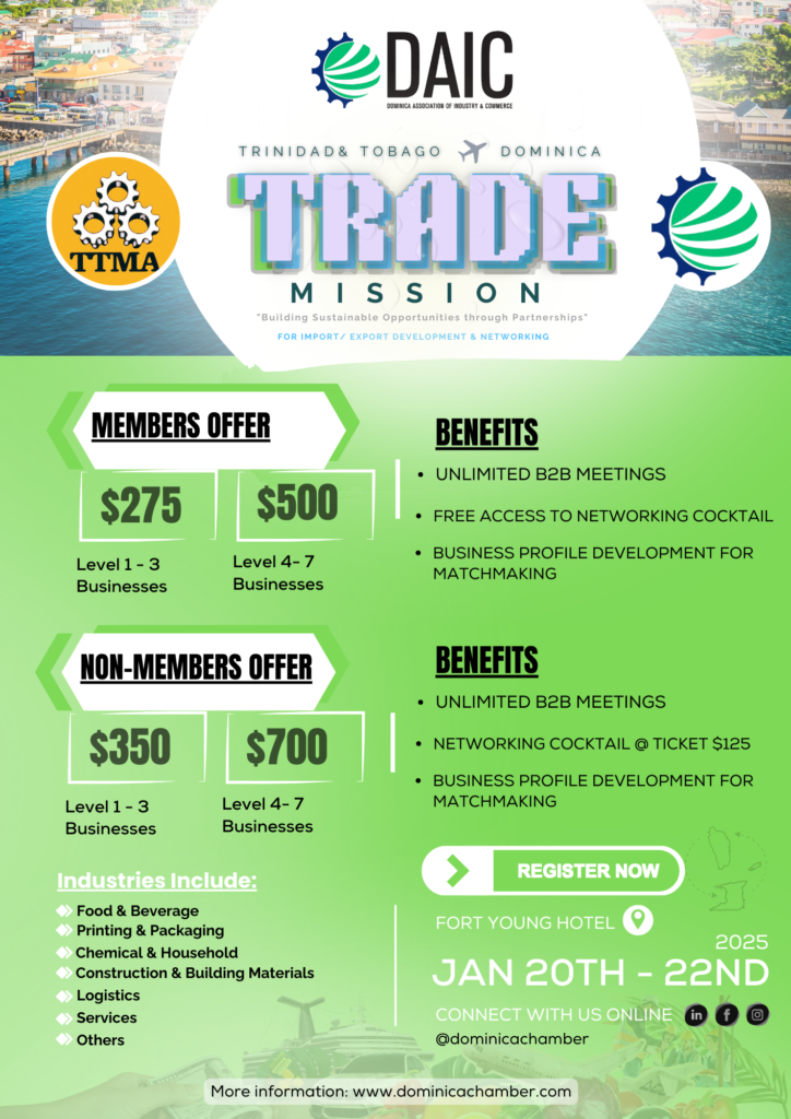 DOMINICA TO HOST LANDMARK 2025 TRADE MISSION: FOSTERING ECONOMIC GROWTH BETWEEN TRINIDAD &TOBAGO