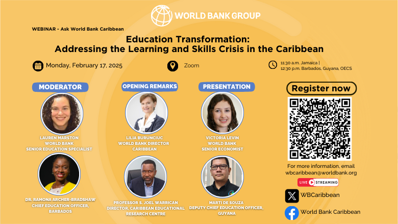 Media Advisory – Ask World Bank Caribbean Series: Education Transformation in the Caribbean